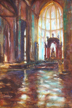 Venice Cathedral Watercolor Painting by Jennifer Branch.