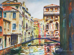 Venice Bridge watercolor painting Watercolor Painting by Jennifer Branch.