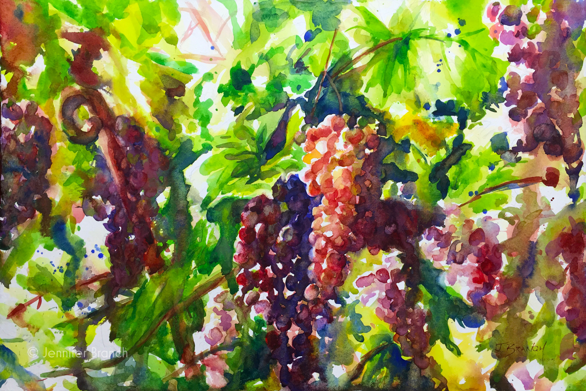 Painting Grape Vines in Watercolor